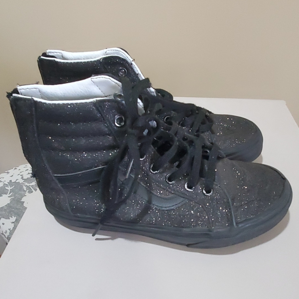 VANS BLACK SPARKLY GLITTER SIZE 2